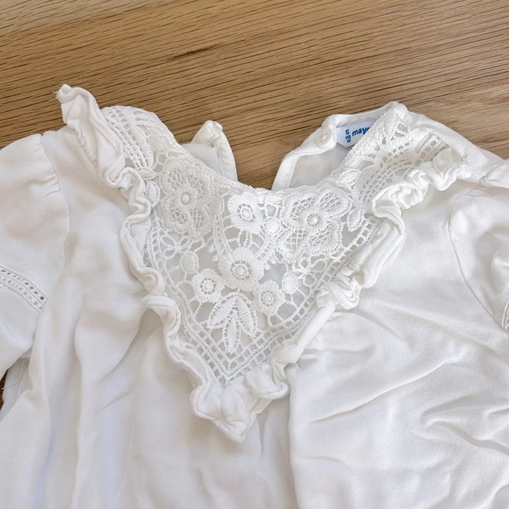 Mayoral Ivory Lace Collar Blouse for Little Girls
